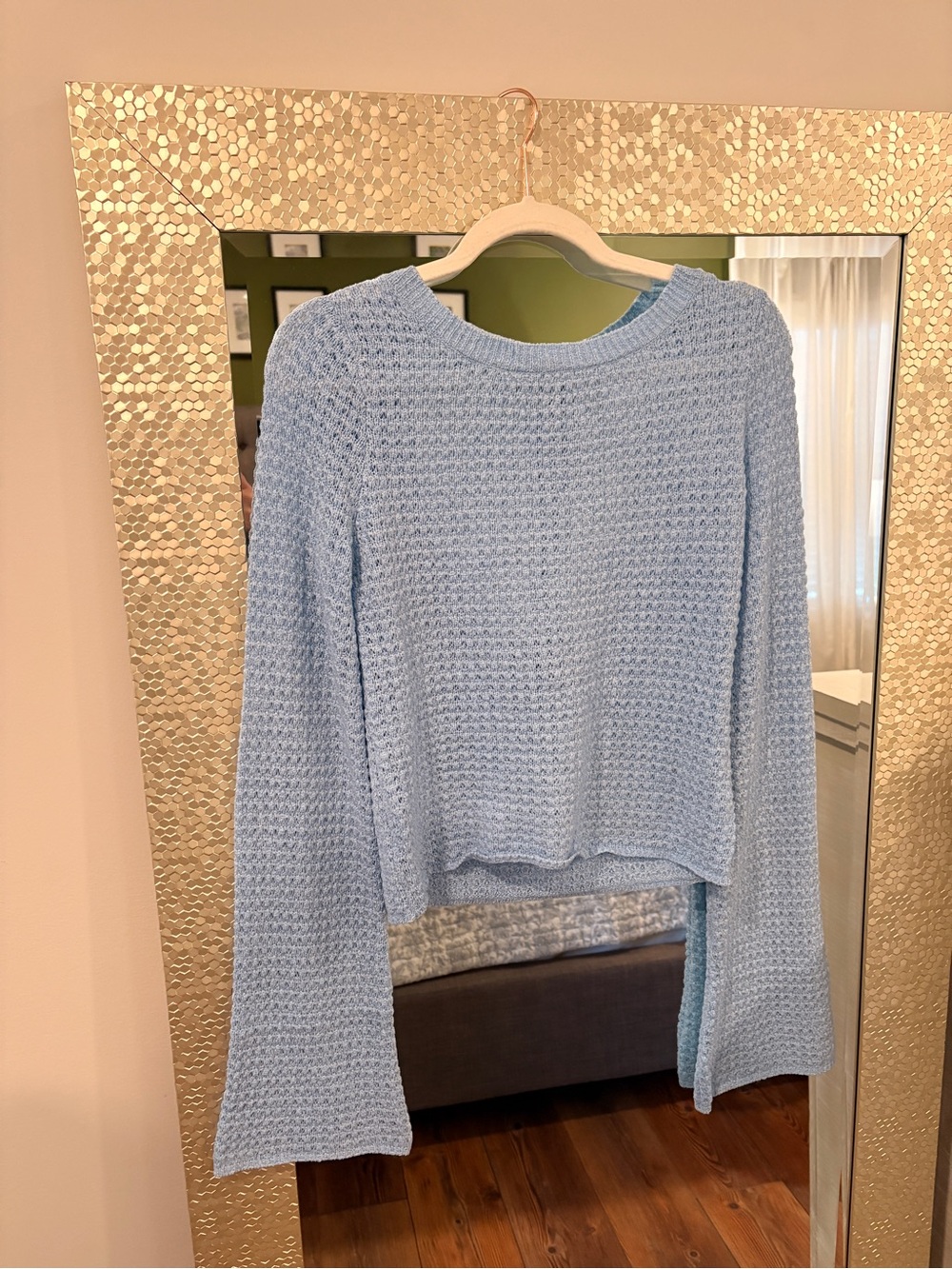 Lulu's Light Blue Cropped Knit Scoop Neck Sweater